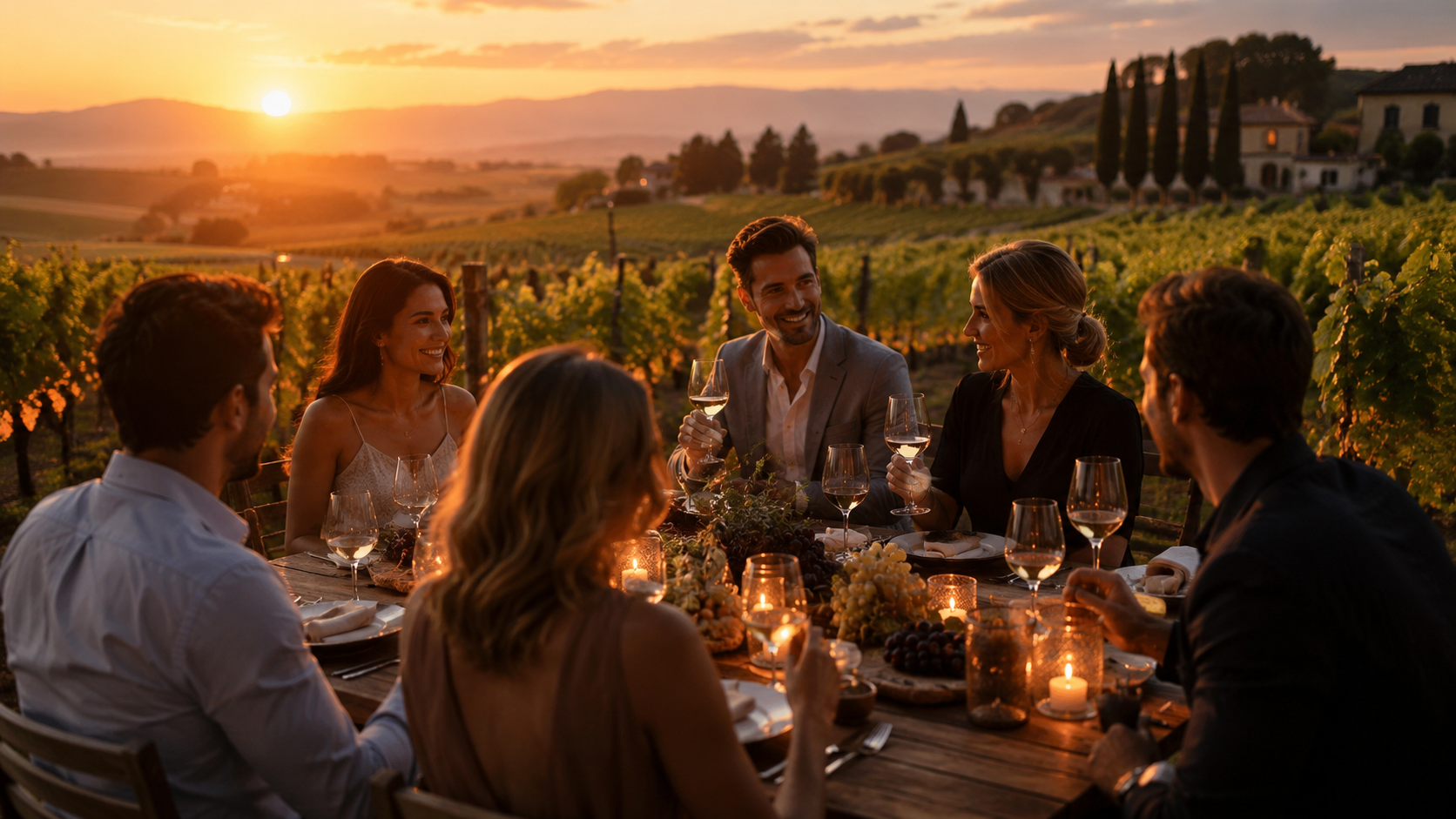 Luxury sunset dinner in a Portuguese vineyard