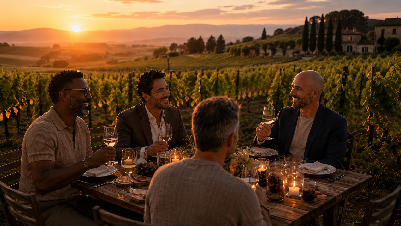 Luxury sunset dinner in a Portuguese vineyard
